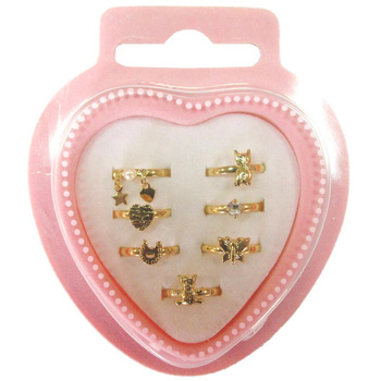 Pierścionki metalowe złote 7 sztuk elegancka biżuteria na każdą okazję