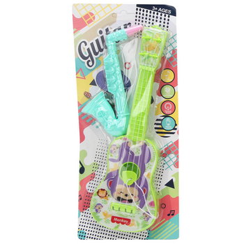 Zestaw muzyczny gitara saksofon trąbka instrumenty dla dzieci edukacyjny