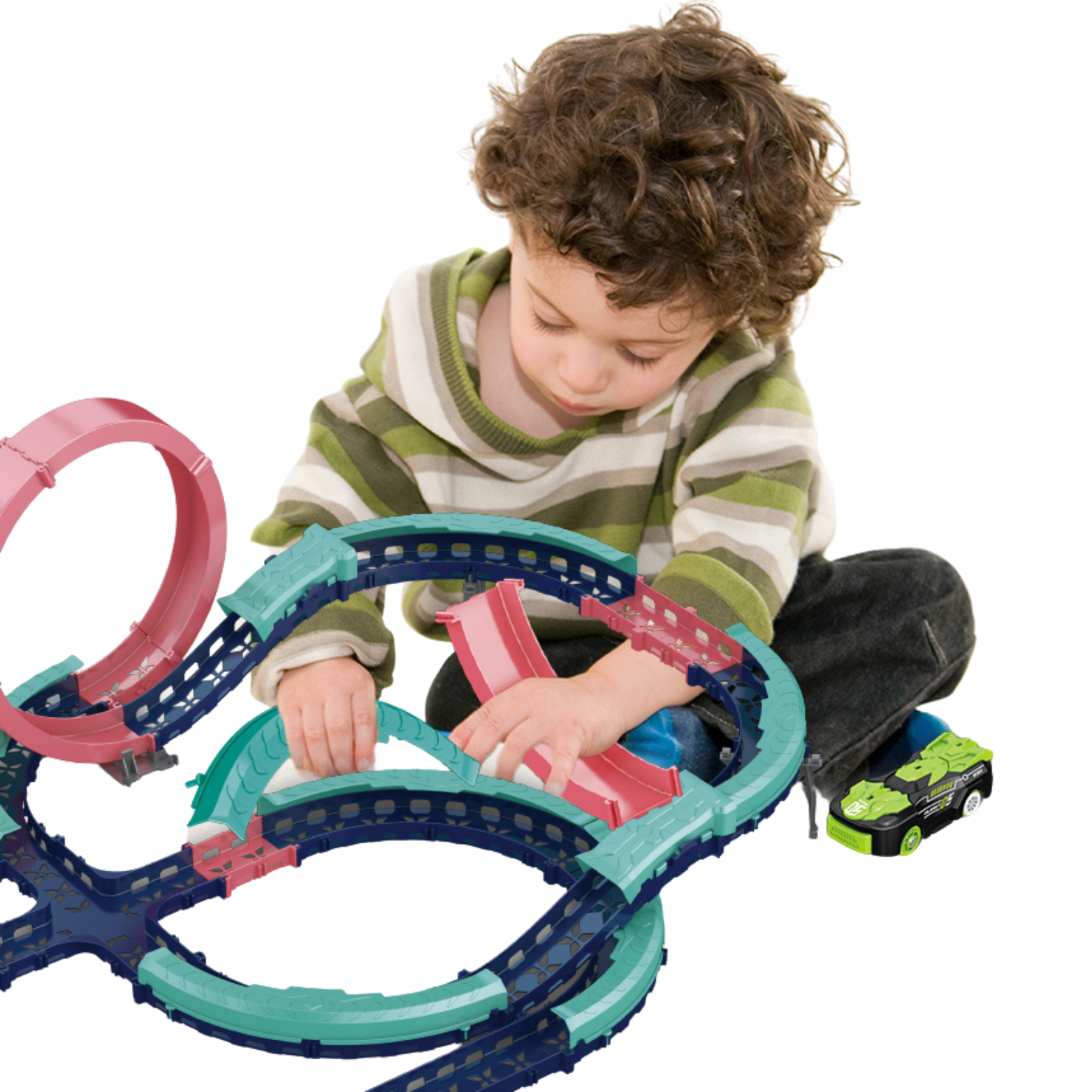 MEGA XXL TOR WYŚCIGOWY ELEKTRYCZNY PARK  ZESTAW KOLEJKA AUTKA KLOCKI + MATA