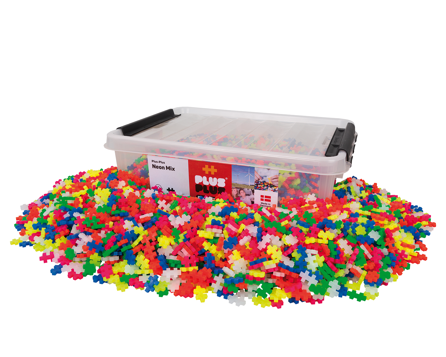 Klocki PLUS-PLUS MIX w kolorze neonowym 3600 elementów w dużym pojemniku
