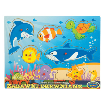 Układanka drewniana zwierzęta morskie edukacyjna zabawka dla dzieci