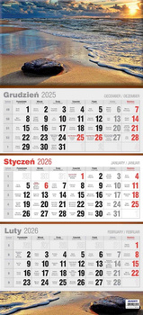 Kalendarz 2026 trójdzielny płaski KTT 1szt.mix