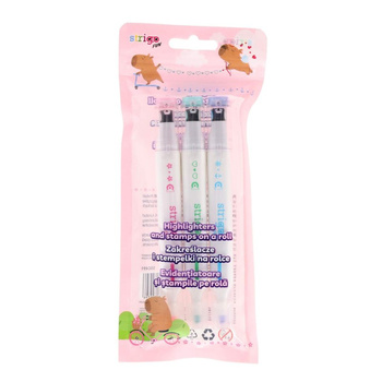 Zakreślacze i stempelki Strigo na rolce 2w1 3 sztuki