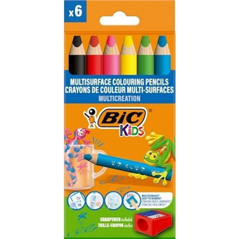 Kredki ołówkowe BIC Kids Multisurface z temperówką pudełko 6+1szt