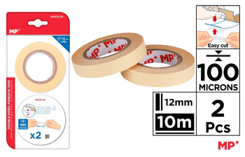Taśma MP dwustronna 12mmx10m 100 mikronów blister 2 sztuki
