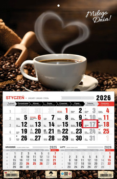 Kalendarz 2026 trójdzielny jednodzielny Kawa KTJ1 V40