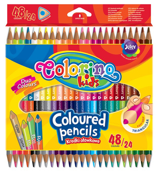 Colorino kids kredki ołówkowe trójkątne dwukolorowe 24 sztuki 48 kolorów