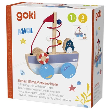 Statek Ahoy do ciągnięcia z labiryntem koralikowym Goki