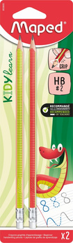 Ołówek z gumką Kidy Learn HB+ nakładka blister 2 szt.