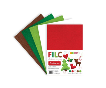 Filc dekoracyjny 20x30 cm 15 mm 5ark CHRISTMAS