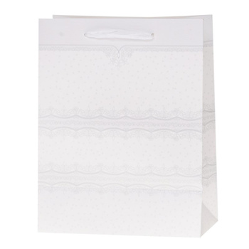 Torebki prezentowe Lux białe z brokatem 12 sztuk