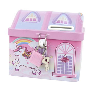 Skarbonka metalowa domek dla dzieci oszczędzanie edukacyjna zabawka