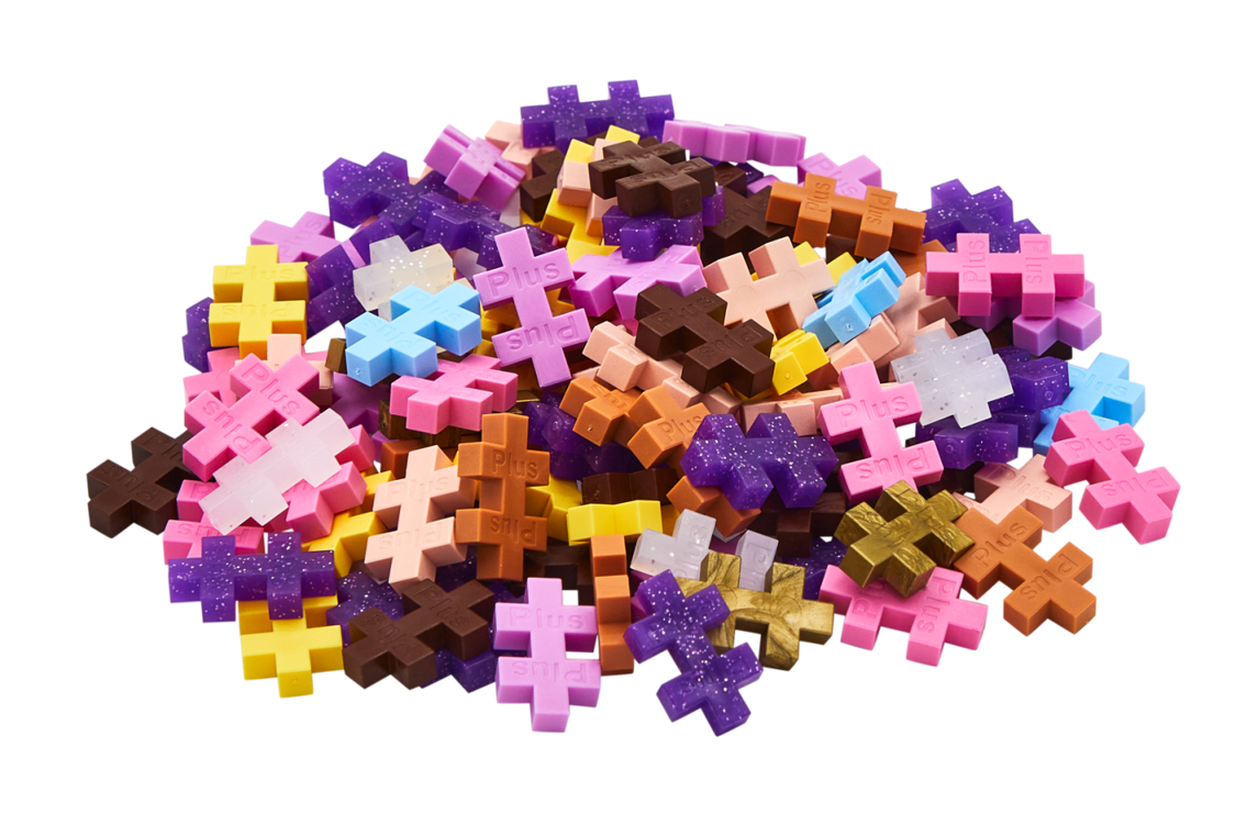 Zawartość zestawu PLUS-PLUS TUBA KSIĘŻNICZKA - 100 kolorowych elementów