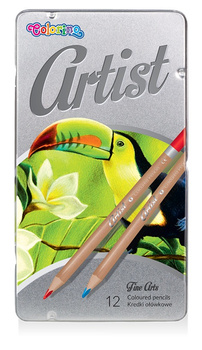 Colorino artist kredki ołówkowe okrągłe 12 kolorów metalowe pudełko