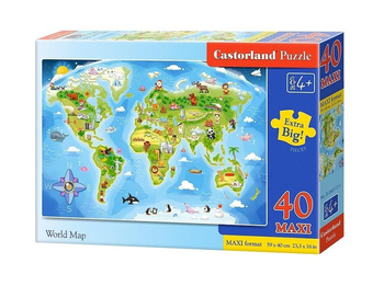 Puzzle 40 maxi - Mapa świata CASTOR Castorland