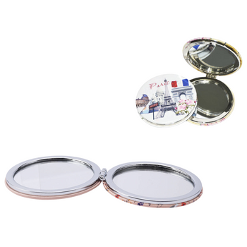 Lusterko okrągłe otwierane Paryż stylowe kompaktowe do torebki podróżne