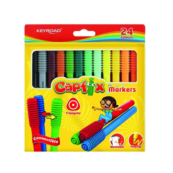 Flamastry trójkątne KEYROAD zmywalne 24 kolory