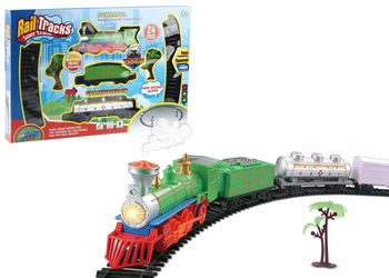 Kolejka na baterie 24 elementy zestaw torów interaktywna dla dzieci