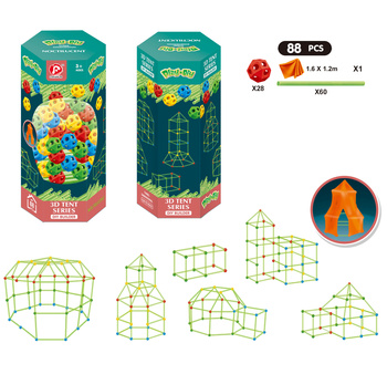Klocki rurki namiot fosforyzujące edukacyjne 88 elementów dla dzieci