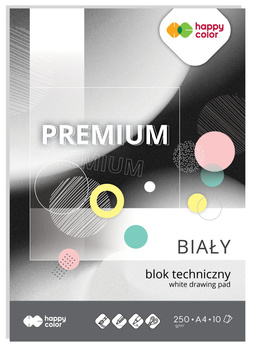 Blok techniczny PREMIUM biały A4, 250g, 10 ark, Happy Color