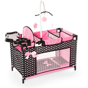 Łóżeczko dla lalki czarne z akcesoriami Bayer Design