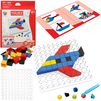 Gra Logiczna Układanka Karty Montessori Tangram Puzzle Klocki Mozaika 59 el