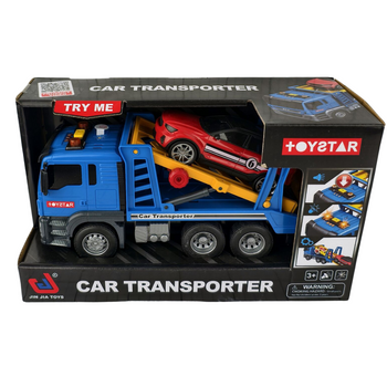 AUTO LAWETA Z SAMOCHODEM ŚWIATŁO DŹWIĘK RUCHOMA PLATFORMA ZABAWKA POJAZD