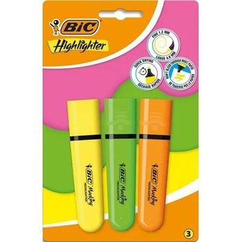 BIC Flat Highlighter Zakreslacz mix neon Blister 3szt
