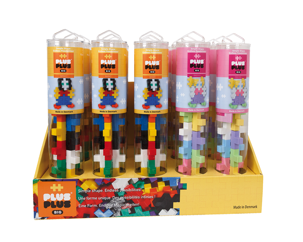 PLUS-PLUS BIG DISPLAY TUBY MIX - ekspozytor sklepowy z tubami klocków BIG basic i pastel