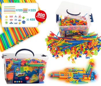 KLOCKI SŁOMKI 900 EL. ŚWIECĄCE W CIEMNOŚ ZESTAW DO BUDOWANIA