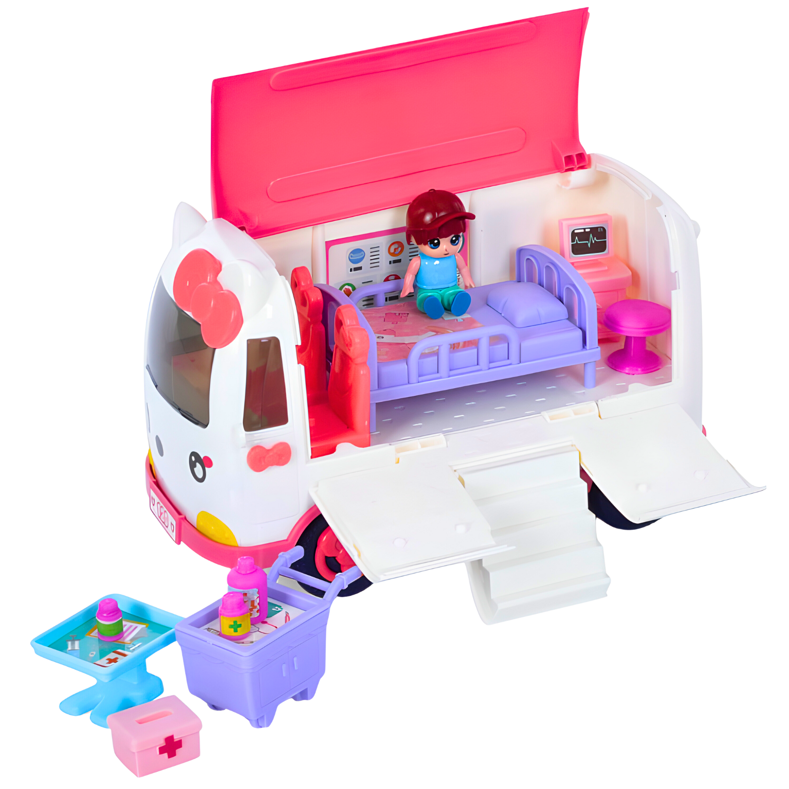 Ambulans Rozkładany Karetka Lekarz Pacjent Zestaw z Akcesoriami Pojazd