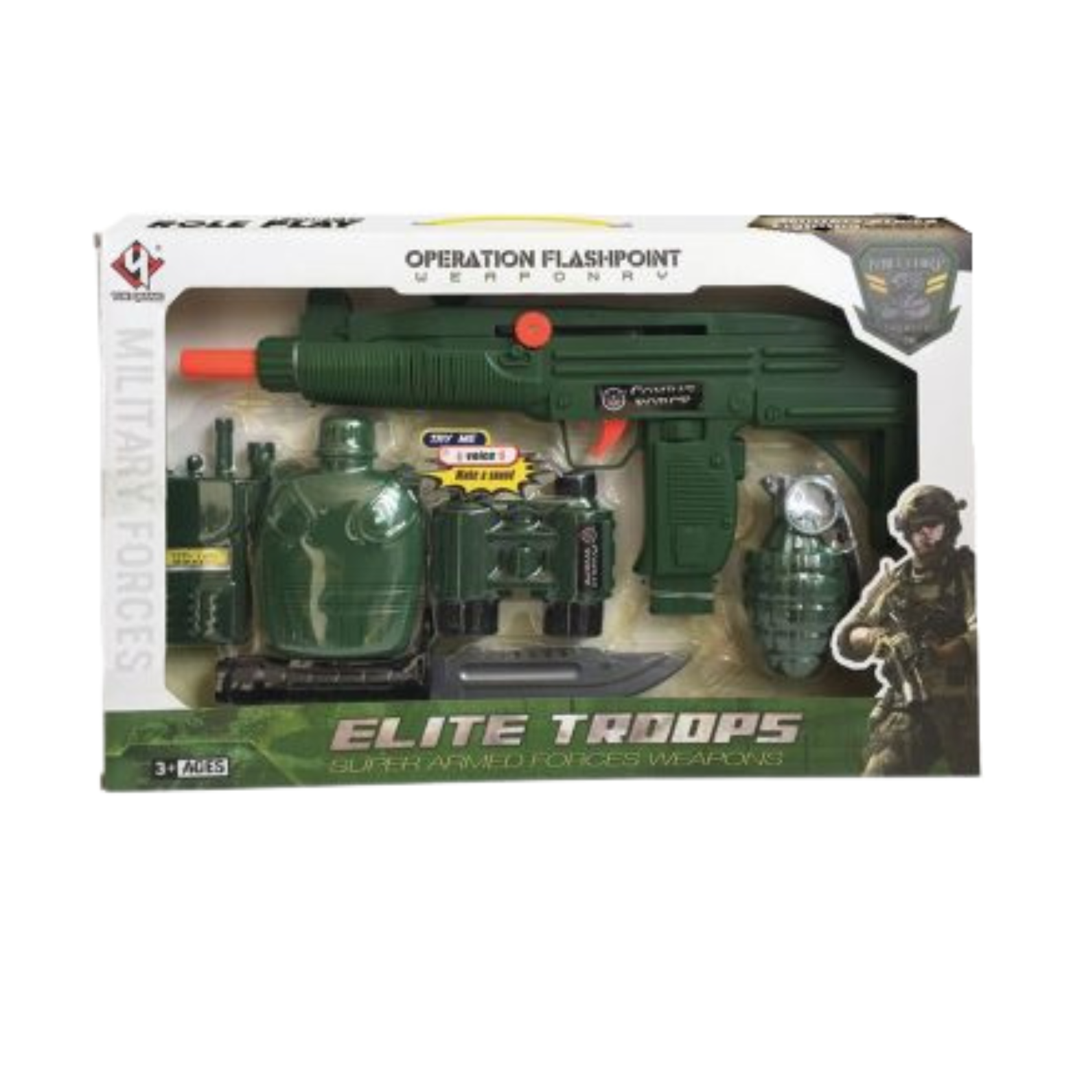 DUŻY ZESTAW WOJSKOWY KARABIN NÓŻ GRANAT KRÓTKOFALÓWKA BIDON ZABAWA W OJNĘ