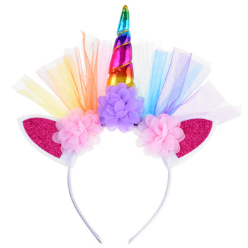 Opaska Jednorożec Tęczowa LED Świecąca Dziecięca Bajkowa Fantasy