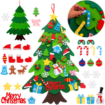 Choinka Filcowa Na Rzepy Z Ozdobami El. 32 Dekoracja Świąteczna Prezent