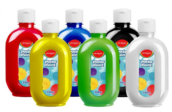 Farba plakatowa KEYROAD butelka 300ml 6 kolorów podstawowych