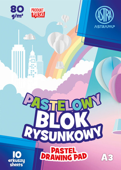 Blok kolorowy barwiony w masie ASTRAPAP PASTEL A3 80g 10 ark