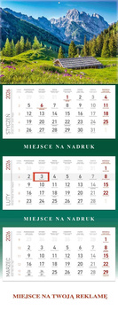 Kalendarz 2026 trójdzielny Góry