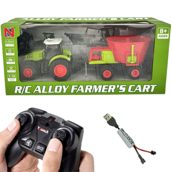 TRAKTOR ZDALNIE STEROWANY Z NACZEPĄ NA ZBOŻE ZABAWKA DLA DZIECI POJAZD RC