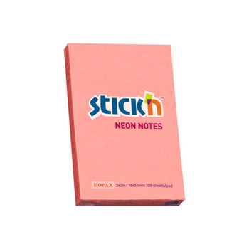 Notes samoprzylepny 76x51 mm różowy neon 100 kartek