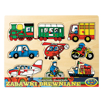 UKŁADANKA DREWNIANA EDUKACYJNA ZABAWKA DLA DZIECI PUZZLE POJAZDY TRANSPORT