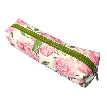 Piórnik szkolny młodzieżowy prostokąt kostka Peonie