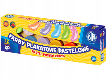 Farby plakatowe pastelowe Astra 12 kol x 20 ml PREMIUM BOX