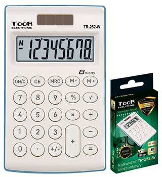 Kalkulator kieszonkowy TOOR TR-252-W 8-pozycyjny 2 typy zasilania