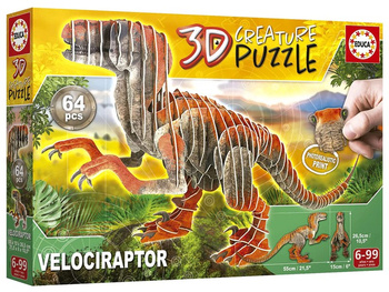 Puzzle 64 3D Dinozaury Welociraptor 111491