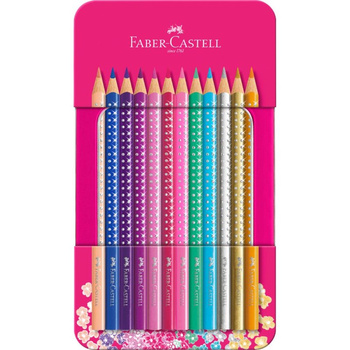 Kredki ołówkowe Sparkle Faber-Castell 12 kolorów opakowanie metalowe