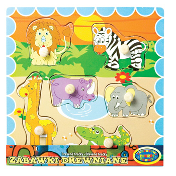 Układanka drewniana zwierzęta dzikie edukacyjna zabawka dla dzieci
