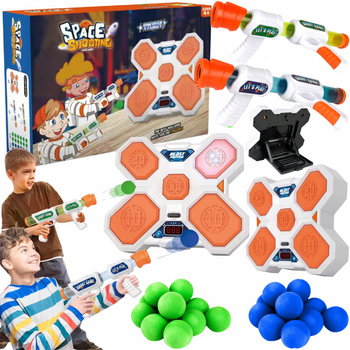 Gra Zręcznościowa Strzelanie Do Celu Tarcza Led Kulki +2 Pistolet Zabawkowy