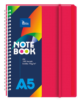 Kołonotatnik A5 okładka pp kolor czerwony 70g/m2 100 kartek