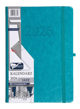 Kalendarz 2026 Jazz B5 tygodniowy turkusowy