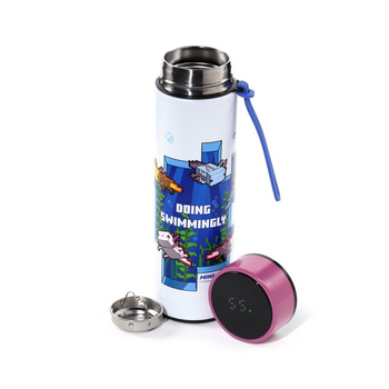 Bidon 450ml Minecraft Axolotl z termometrem BOT344
